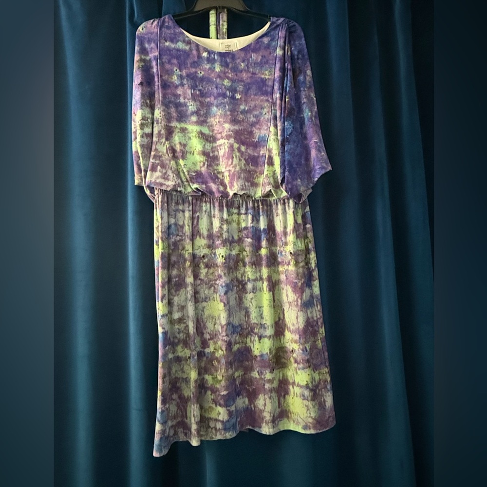 Suzi Chin for Maggy Boutique Purple and Green Dolman Sleeve Sundress